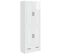 GeenYuu Ensemble mobilier Salon Blanc Brillant 2 pcs Bois d'ingénierie avec Table Chaise Rangement Armoire Commode pour Salle à Manger Bureau entrée Cuisine