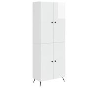 GeenYuu Ensemble mobilier Salon Blanc Brillant 2 pcs en Bois d'ingénierie avec Rangement tiroir Porte, Armoire, Buffet, Table pour Chambre Bureau Cuisine entrée ameublement Maison
