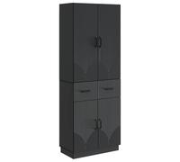 GeenYuu Ensemble mobilier Salon Noir Bois d'ingénierie 2 pcs avec Armoire, Commode, tiroirs, étagères pour Rangement, aménagement Polyvalent Maison Bureau Cuisine entrée