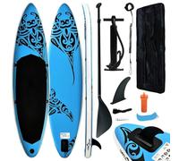 GeenYuu Ensemble Planche Sup Gonflable Rigide 305x76x15 cm Bleu avec pagaie aileron Pompe Sac Transport pour Balade lac mer rivière équilibre Fitness