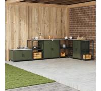 GeenYuu Étagère de rangement de cuisine, vert olive, avec cadre en acier, 60 x 50 x 92 cm, espace de rangement avec portes, pour cuisine moderne, armoire de rangement robuste, polyvalente pour