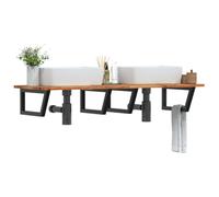 GeenYuu Étagère de Vasque Murale en Acier Noir et Bois Massif d'acacia 140x50 cm pour Salle de Bain, Rangement sous évier avec Support trapèze, Espace organisé pour Serviette et robinetterie