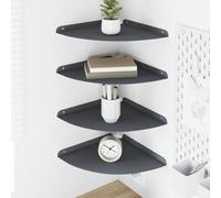 GeenYuu Étagère Flottante Murale Anthracite 4 pcs 30 x 30 x 2 cm avec Rebord, Support Rangement pour Cuisine Salon Chambre Bureau, Tablette décorative pour Livres Cadres Plantes