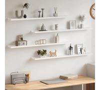 GeenYuu Étagères murales en MDF Blanc 4 pcs 100x9x3 cm, Support Flottant pour Rangement décoration Salon Chambre Bureau Cuisine, Tablette Rebord pour Plantes Livres Cadres bibelots