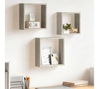 GeenYuu Étagères murales en MDF Gris béton 3 pcs Cube 30x10x30 cm 27x10x27 cm 24x10x24 cm Support Rangement décoratif Suspendu pour Salon Chambre Bureau