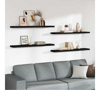 GeenYuu Étagères murales flottantes 4 pcs Noir 120x23,5x3,8 cm MDF avec système de Fixation Invisible Support Rangement décoration pour Salon Chambre Bureau