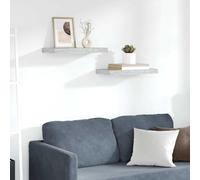 GeenYuu Étagères murales flottantes Gris béton 2 pcs MDF 50x23x3,8 cm Support Rangement décoratif Suspendu pour Salon Chambre Bureau Cuisine avec Fixation Invisible