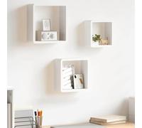 GeenYuu Étagères murales sous Forme de Cube 3 pcs Blanc MDF Stable avec système de Montage Invisible, Dimensions variées 28x10x28 cm 24x10x24 cm 20x10x20 cm pour Rangement décoration Salon Chambre