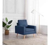 GeenYuu Fauteuil Bleu en Tissu 100% Polyester avec Coussins en Mousse et Coton PP, Cadre Bois Massif 77 x 71 x 80 cm, siège Confortable avec accoudoirs, idéal Salon Bureau Chambre détente Repos