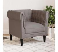 GeenYuu Fauteuil Chesterfield en tissu taupe, 78,5 cm de large, rembourré, avec pieds en bois massif, idéal pour le salon, la chambre à coucher, canapé lounge confortable