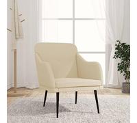 GeenYuu Fauteuil crème en tissu avec structure en métal 63 x 76 x 80 cm, rembourré et confortable pour le salon, la chambre à coucher et le bureau pour se détendre et se détendre