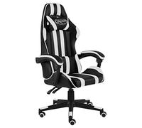 GeenYuu Fauteuil de Jeux vidéo Noir et Blanc en Similicuir réglable avec Dossier Haut, accoudoirs, Coussin Lombaire, pivotant à 360 degrés pour Bureau, télétravail, Maison et Entreprise