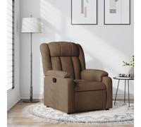 GeenYuu Fauteuil de relaxation en tissu marron avec fonction couchage manuel et poche latérale, 78 x 92 x 98 cm, cadre en bois et métal stable, fauteuil rembourré confortable pour salon et chambre à