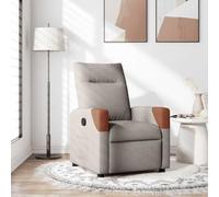GeenYuu Fauteuil de relaxation en tissu taupe avec fonction de couchage manuel jusqu'à 135 °C, fauteuil rembourré confortable avec poche latérale, cadre solide en bois et métal, idéal pour le salon et