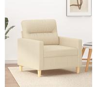 GeenYuu Fauteuil en tissu crème, 60 cm, structure en métal, housse respirante, capacité de charge de 110 kg, fauteuil lounge confortable pour salon, chambre à coucher, coin lecture