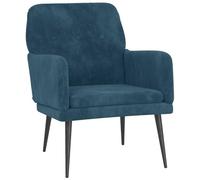 GeenYuu Fauteuil en velours bleu 62 x 79 x 79 cm avec structure en métal - Fauteuil de relaxation confortable pour salon, chambre à coucher - Siège ergonomique avec dossier et accoudoirs rembourrés