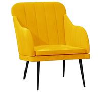 GeenYuu Fauteuil en velours jaune, 63 x 76 x 80 cm, confortable, avec structure en métal, pour salon, chambre à coucher, recliner rembourré, grande stabilité et confort d'assise agréable