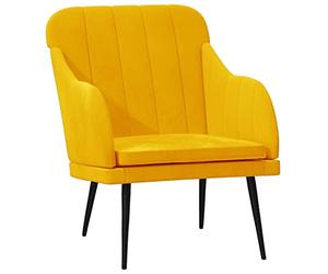 GeenYuu Fauteuil en velours jaune, 63 x 76 x 80 cm, confortable, avec structure en métal, pour salon, chambre à coucher, recliner rembourré, grande stabilité et confort d'assise agréable