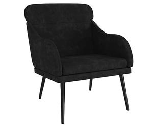 GeenYuu Fauteuil en velours noir 63 x 76 x 80 cm avec structure en métal rembourrée, fauteuil de relaxation confortable, pour salon, chambre à coucher, ergonomique et résistant