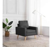GeenYuu Fauteuil Gris foncé en Tissu 100% Polyester avec Coussins rembourrés Mousse et Coton PP, Cadre Bois Massif, Dimensions 77x71x80 cm, siège Confortable pour Salon, Bureau, Chambre