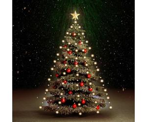 GeenYuu Filet lumineux à 210 LED pour sapin de Noël - 210 cm - Blanc chaud - En PVC - Pour intérieur et extérieur - Éclairage de Noël étanche avec port USB pour jardin, balcon, terrasse