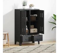 GeenYuu Garde-Robe Industrielle Anthracite en Acier 67x35x107 cm avec 2 étagères réglables et 2 tiroirs à glissières, Rangement Meuble lingère pour Chambre Salon entrée Bureau