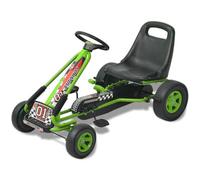 GeenYuu Kart à pédale vert avec siège réglable, roues en PVC, essieu pendulaire, roue libre de commutation, 96 x 56 x 60 cm, charge maximale de 30 kg, pour les enfants à partir de 3 ans, idéal pour le