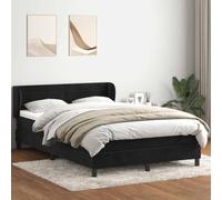 GeenYuu Lit à sommier tapissier, 160 x 220 cm, en velours noir, avec matelas à ressorts ensachés, tête de lit réglable, surmatelas confortable pour chambre à coucher, sommeil réparateur