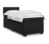 GeenYuu Lit à sommier tapissier, 190 x 90 cm, en velours noir, lit simple, avec matelas à ressorts ensachés, éclairage LED, surmatelas confortable, meubles de chambre à coucher