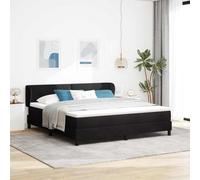 GeenYuu Lit à sommier tapissier avec matelas - Noir - 180 x 200 cm - Housse en velours - Tête de lit réglable en hauteur - Style moderne - Cadre en bois durable pour chambre à coucher