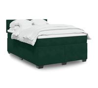 GeenYuu Lit à sommier tapissier avec matelas, vert foncé, 140 x 200 cm, tissu velours, ressorts ensachés, avec surmatelas, meubles de chambre à coucher, grand confort