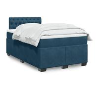 GeenYuu Lit à sommier tapissier, bleu foncé, 120 x 200 cm, avec housse en velours, cadre de lit et matelas, avec sommier à lattes, tête de lit, surmatelas confortable pour chambre à coucher, peu