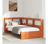 GeenYuu Lit bibliothèque en Bois de pin Massif avec tête de lit, Cadre à Lattes Robuste 218,5 x 80 x 108,5 cm, Rangement intégré pour Chambre Adulte Enfant, Design Stable et Fonctionnel