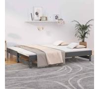 GeenYuu Lit Coulissant en Bois de pin Massif Gris 2x80x200 cm avec sommier à Lattes Robuste pour Chambre Adulte Enfant, canapé d'appoint Pratique, Meuble pour Couchage Confortable