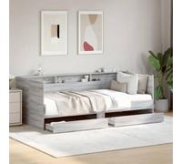 GeenYuu Lit de jour, avec tiroirs, gris Sonoma, 75 x 190 cm, canapé-lit extensible, cadre de lit en bois robuste, meuble polyvalent pour chambre d'amis