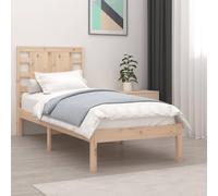 GeenYuu Lit en bois de pin massif 90 x 200 cm, bois non traité, cadre de lit robuste pour chambre à coucher, design classique, lit plateforme durable sans matelas