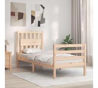 GeenYuu Lit en bois de pin massif avec tête de lit, 195,5 x 80,5 x 100 cm, cadre de lit robuste pour chambre à coucher, bois non traité, 2FT6, petit simple