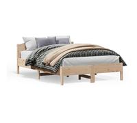 GeenYuu Lit en bois massif 120 x 200 cm en bois de pin non traité, cadre de lit stable avec lattes de contreplaqué, tête de lit pour meubles de chambre à coucher, grain de bois naturel