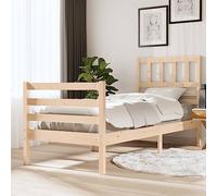 GeenYuu Lit en bois massif 75 x 190 cm - Cadre de lit robuste - Lit simple pour chambre à coucher - Bois non traité - Design attrayant - Meubles durables