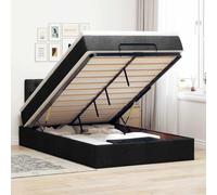 GeenYuu Lit Ottoman Noir 120x190 cm avec Matelas à Ressorts ensachés, Cadre en Tissu Polyester, Rangement Coffre sous sommier, tête de lit capitonnée pour Chambre Adulte Enfant