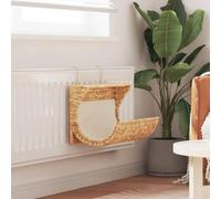 GeenYuu Lit pour Chats avec Coussin en Jacinthe d'eau Marron 37 x 20 x 20 cm, Cadre métal Robuste, Fixation radiateur, Panier Confortable pour Sommeil et Repos félin intérieur Salon