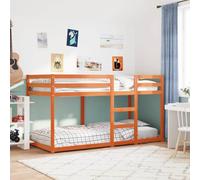 GeenYuu Lit superposé en pin Massif Cire Marron 90x200 cm avec sommier Lattes contreplaqué et Garde-Corps sécurité pour Chambre Enfant ado Espace limité