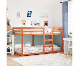 GeenYuu Lit superposé en pin Massif Cire Marron 90x200 cm avec sommier Lattes contreplaqué et Garde-Corps sécurité pour Chambre Enfant ado Espace limité