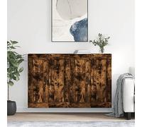 GeenYuu Lot de 2 armoires murales, en bois de chêne fumé, 69,5 x 34 x 90 cm, armoires suspendues polyvalentes, rangement élégant pour salon, chambre à coucher