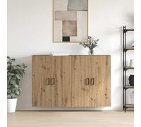 GeenYuu Lot de 2 armoires murales en chêne artisanal, 69,5 x 34 x 90 cm, design peu encombrant pour le salon, rangement intelligent, chic moderne