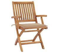 GeenYuu Lot de 2 chaises de jardin avec coussins beige en teck massif, pliables, résistantes aux intempéries, confortables pour terrasse, balcon, jardin et café