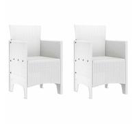 GeenYuu Lot de 2 chaises de jardin avec coussins, en polypropylène, blanches, 53 x 49 x 85 cm, résistantes aux intempéries, empilables, idéales pour terrasse, balcon, jardin, design moderne, grand