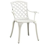 GeenYuu Lot de 2 chaises de jardin empilables en fonte d'aluminium - Blanches - Pour l'extérieur - Résistantes aux intempéries - Avec dossier haut - Accoudoirs ergonomiques