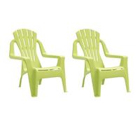 GeenYuu Lot de 2 chaises de jardin pour enfant - Vert - 37 x 34 x 44 cm - Aspect bois - Polypropylène résistant - Légèrement empilable - Idéal pour l'extérieur, la terrasse, la chambre d'enfant - Avec