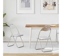 GeenYuu Lot de 2 chaises pliantes blanches et grises - 48 x 43,5 x 81 cm - En cuir synthétique - Cadre en acier rembourré - Peu encombrante - Pour salle à manger, cuisine, salon - Moderne